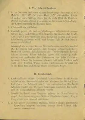 Lutz Moped und FmH-Motoren Bedienungsanleitung 1953