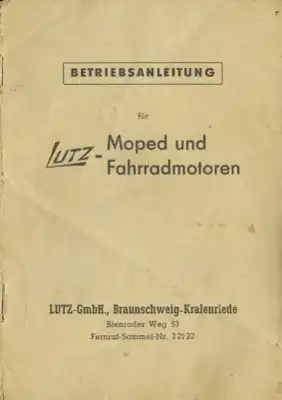 Lutz Moped und FmH-Motoren Bedienungsanleitung 1953