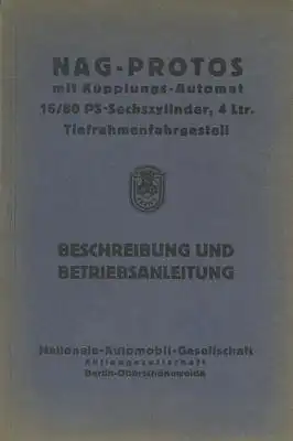 NAG-Protos 14/80 PS Bedienungsanleitung 8.1930