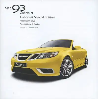 Saab 93 Cabriolet Preisliste 12.2008