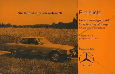 Mercedes-Benz Preisliste 1.1972
