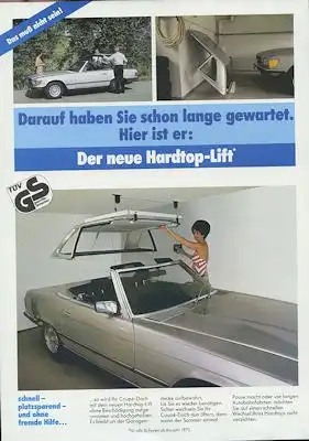 Mercedes-Benz W 107 Hardtop-Lift Prospekt 1980er Jahre