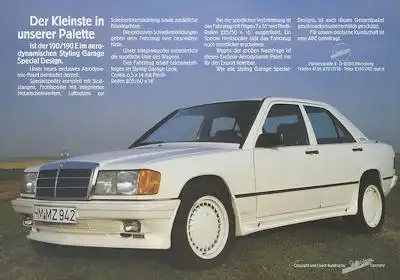 Mercedes-Benz Styling Garage W 201 Prospekt 1980er Jahre