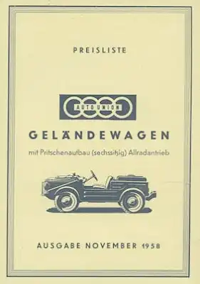 DKW Geländewagen Preisliste 11.1958