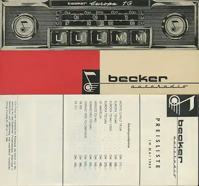 Autoradio Becker Programm 1963