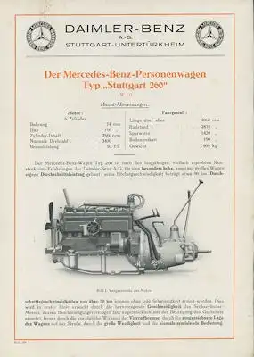 Mercedes-Benz Typ Stuttgart 260 Prospekt 3.1929