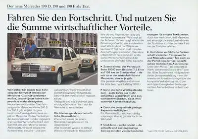 Mercedes-Benz 190 D E Taxi Prospekt 7.1984