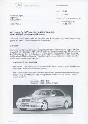 Mercedes-Benz AMG Verkaufsbrief 15/93 5.1993