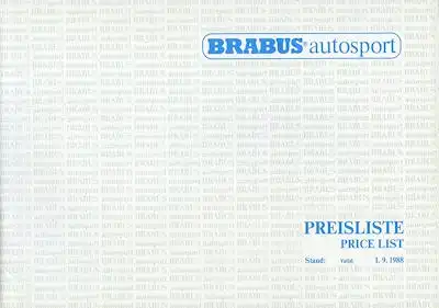 Mercedes-Benz Brabus Preisliste 9.1988