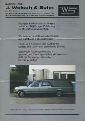Mercedes-Benz Welsch Bestattungswagen Prospekt 1980er Jahre