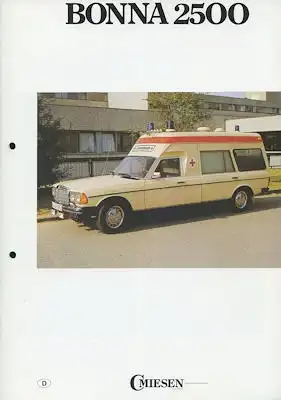 Mercedes-Benz Miesen Krankentransportwagen Bonna 2500 Prospekt 10.1984