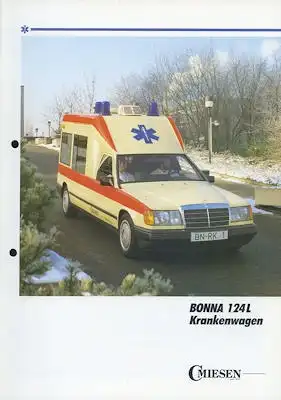 Mercedes-Benz Miesen Krankenwagen W 124 L Prospekt ca. 1987