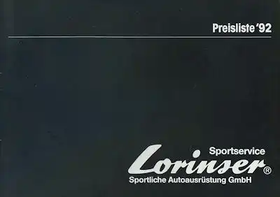 Mercedes-Benz Lorinser Preisliste 1992