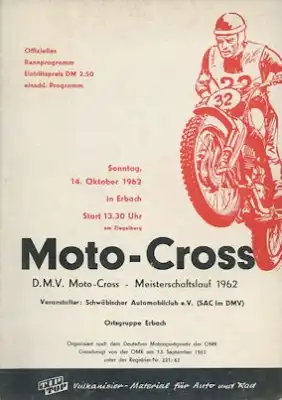 Programm Erbach Moto Cross 14.10.1962