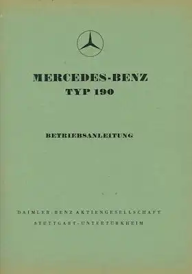 Mercedes-Benz 190 Bedienungsanleitung 7.1958