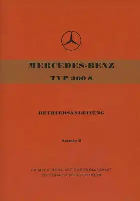 Mercedes-Benz 300 S Bedienungsanleitung 3.1953