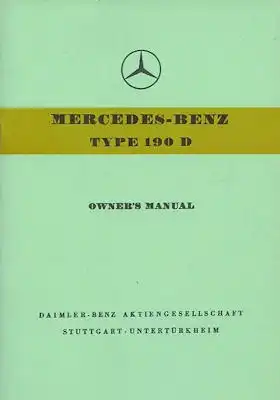Mercedes-Benz 190 Bedienungsanleitung 1958/1966 Reprint