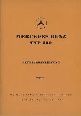 Mercedes-Benz 220 Bedienungsanleitung 1959/1966