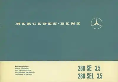 Mercedes-Benz 280 SE SEL 3.5 / W 108 Bedienungsanleitung 4.1971 rom