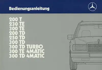 Mercedes-Benz 200T-300TD 4Matic Bedienungsanleitung 4.1987