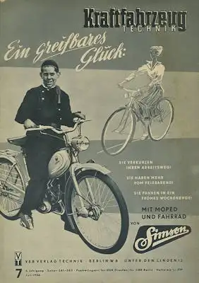 Kraftfahrzeugtechnik KFT 1956 Heft 7