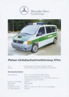 Mercedes-Benz Vito Polizeifahrzeug Prospekt 1990er Jahre