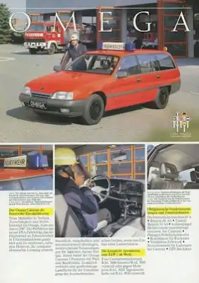 Opel Omega Feuerwehr Einsatzfahrzeug Prospekt 7.1987