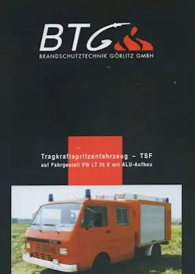 VW / BTG LT 35 Tragkraftspritzenfahrzeug Prospekt 1990er Jahre