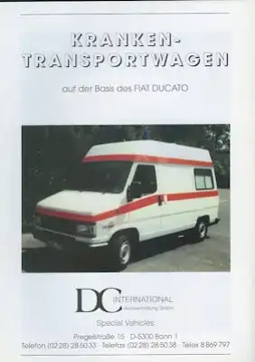 Fiat Ducato Krankentransportwagen Prospekt 1990er Jahre