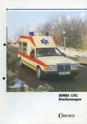 Mercedes-Benz Miesen Krankentransportwagen W 124 L Prospekt ca. 1986