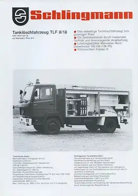 Mercedes-Benz / Schlingmann Feuerwehrfahrzeuge Prospekt 1980er Jahre