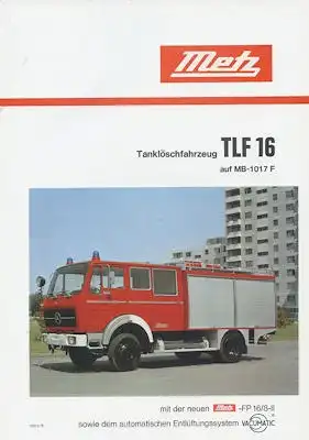 Mercedes-Benz / Metz Feuerwehrfahrzeug Prospekt 2.1978