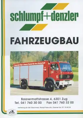 Schlumpf + Denzler Feuerwehrfahrzeuge Prospekt 1990er Jahre