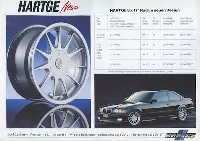 BMW Hartge 3er E 36 Prospekt 7.1992