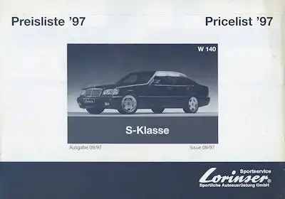 Mercedes-Benz Lorinser S-Klasse W 140 Preisliste 1997