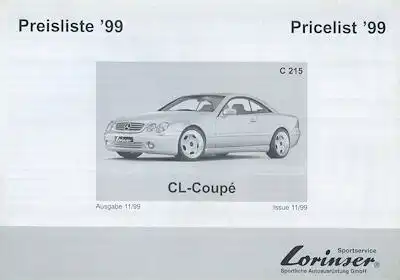 Mercedes-Benz Lorinser CL-Klasse C 215 Preisliste 1999