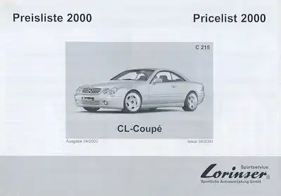 Mercedes-Benz Lorinser CL Coupé C 215 Preisliste 2000