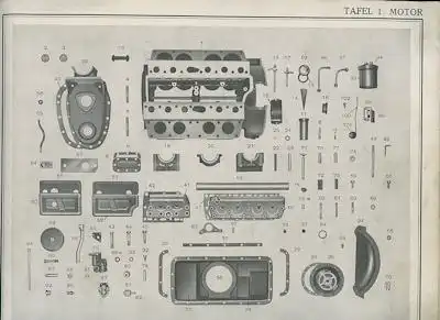 Horch 830 B, 830 Bk und 830 BL Ersatzteilliste 1934-1936