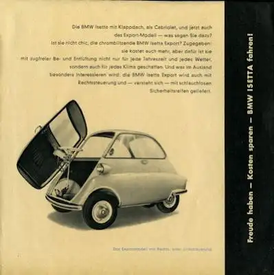 BMW Isetta 250 / 300 Prospekt 10.1956