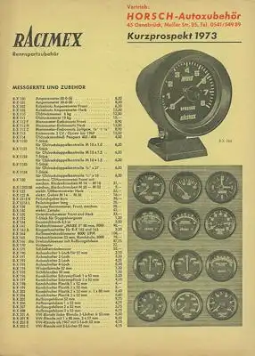 Racimex Rennsport Zubehör Prospekt 1973