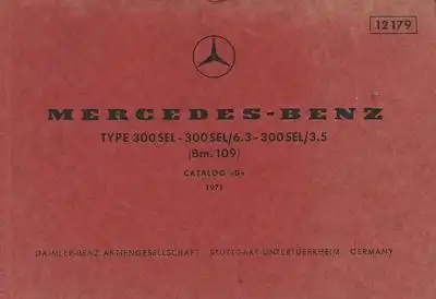 Mercedes-Benz Typ 109 Ersatzteilliste 1971