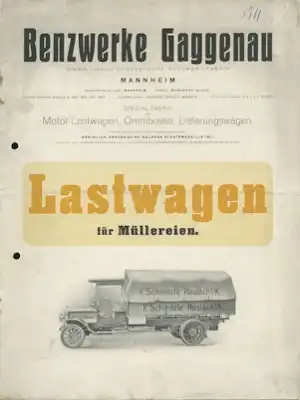 Benz Lastkraftwagen für Müllereien Prospekt 1911