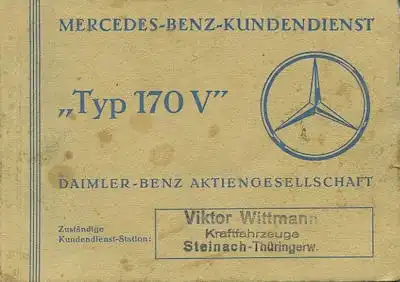 Mercedes-Benz 170 V Kundendienst-Heft 1938