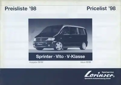 Mercedes-Benz Lorinser Vito / Sprinter Preisliste 1998