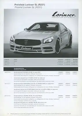 Mercedes-Benz Lorinser SL Preisliste 12.2012