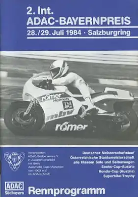 Programm 2. ADAC Bayernpreis auf dem Salzburgring 28./29.7.1984