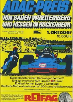 Programm Hockenheimring 1.10.1972