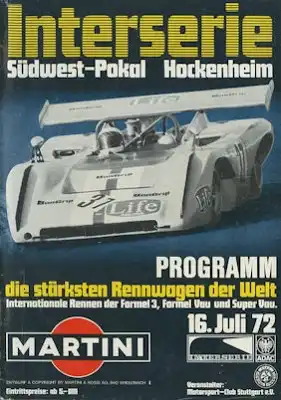 Programm Hockenheimring 16.7.1972