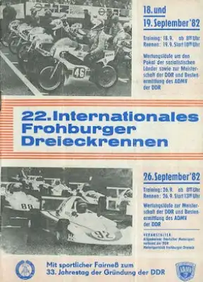 Programm 22. Froburger Dreieckrennen 1982