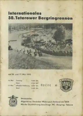 Programm 50. Teterower Bergringrennen 16./ 17.5.1970
